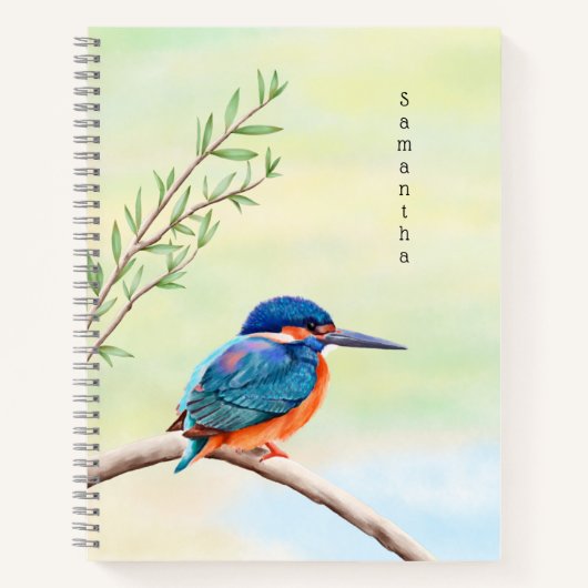 Kingfisher Waterverf Blue Oranje Bird Notitieboek (Voorkant)