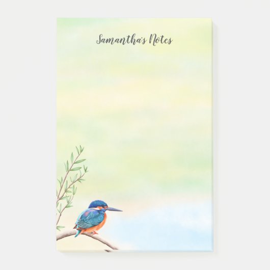 Kingfisher Waterverf Blue Oranje Bird Post-it® Notes (Voorkant)