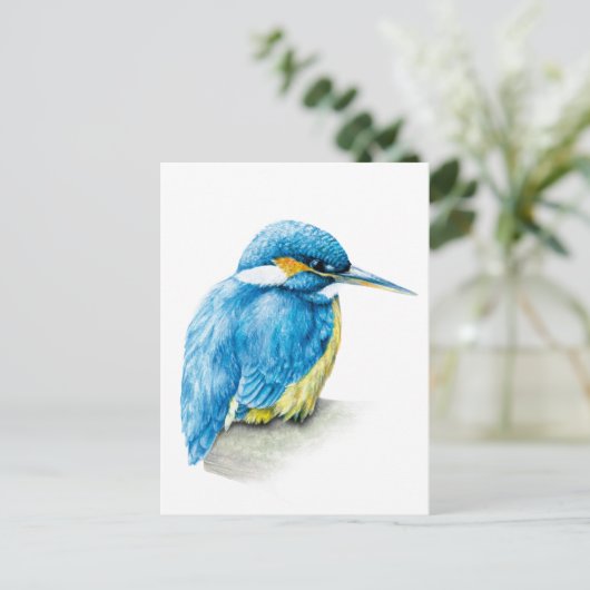 Kingfisher waterverf briefkaart (Staand voorkant)