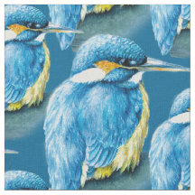 Kingfisher waterverf vogelkunst blauw weefsel