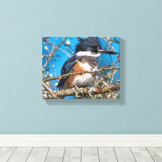 Kingfisher Wild Bird Canvas Print (Insitu (Houten vloer))
