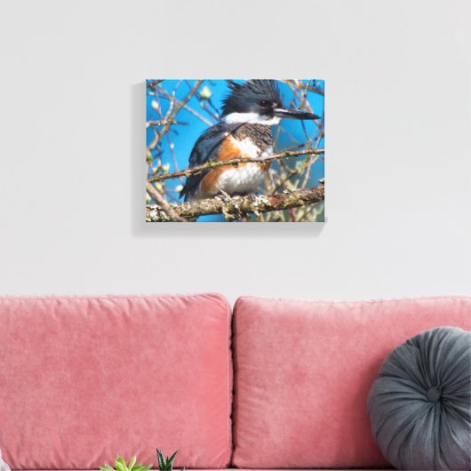 Kingfisher Wild Bird Canvas Print (Insitu (Woonkamer))