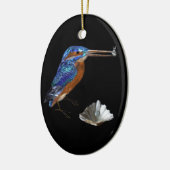 KINGFISHER, ZEEHUIZEN BLAUWE SAPPHIER HART MONOGRA KERAMISCH ORNAMENT (Links)