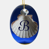 KINGFISHER, ZEEHUIZEN BLAUWE SAPPHIER HART MONOGRA KERAMISCH ORNAMENT (Achterkant)