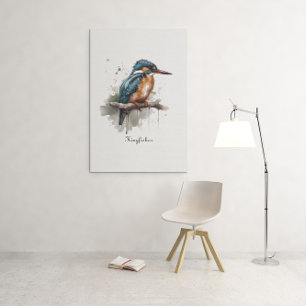 Kingfisher zittend op een aanpasbare tak canvas afdruk