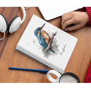Kingfisher zittend op een tak in waterverf notitieboek