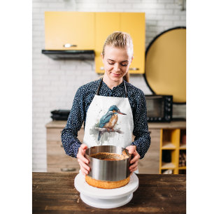 Kingfisher zittend op een tak in waterverf schort