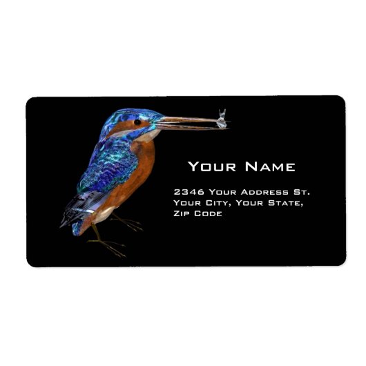 KINGFISHER, zwart blauw Etiket (Voorkant)
