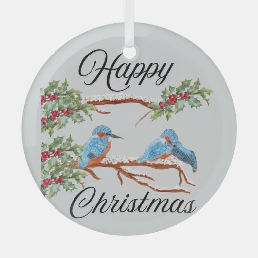 Kingfishers Christmas  Glas Ornament (Voorkant)