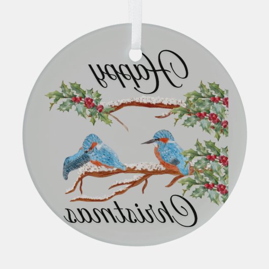 Kingfishers Christmas  Glas Ornament (Achterkant)