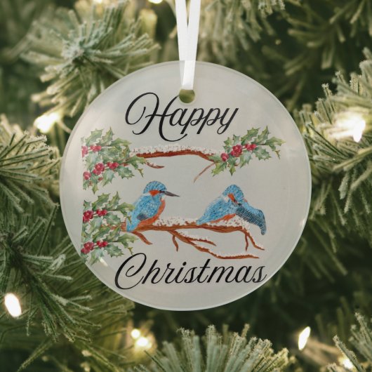 Kingfishers Christmas Glas Ornament (Insitu)