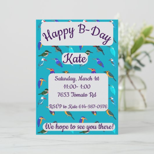 Kingfishers Happy Birthday Kaart (Staand voorkant)