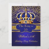 Kingl Blue Gold  kroon mannen Birthday Party Kaart (Voorkant)