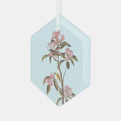 Kinglet Bird van Audubon op Roze Calico Glas Ornament (Voorkant links)