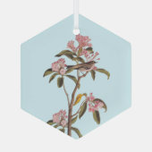 Kinglet Bird van Audubon op Roze Calico Glas Ornament (Achterkant)