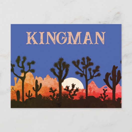 Kingman Arizona Cactus Maanopkomst Zuidwest Zonson Briefkaart (Voorkant)