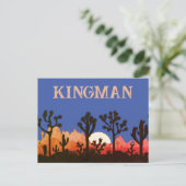 Kingman Arizona Cactus Moonrise Zuidwest Sunset Briefkaart (Staand voorkant)