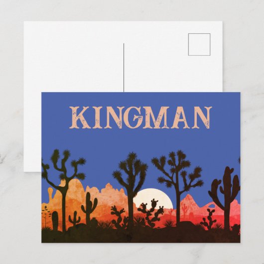 Kingman Arizona Cactus Moonrise Zuidwest Sunset Briefkaart (Voorkant / Achterkant)