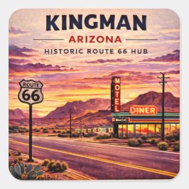 Kingman Route 66 Retro Weg Decal Cadeau Vierkante Sticker