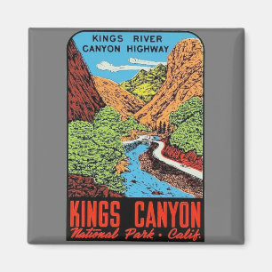 Kings Canyon National Park Ca. Vintage Travel Mag Magneet
