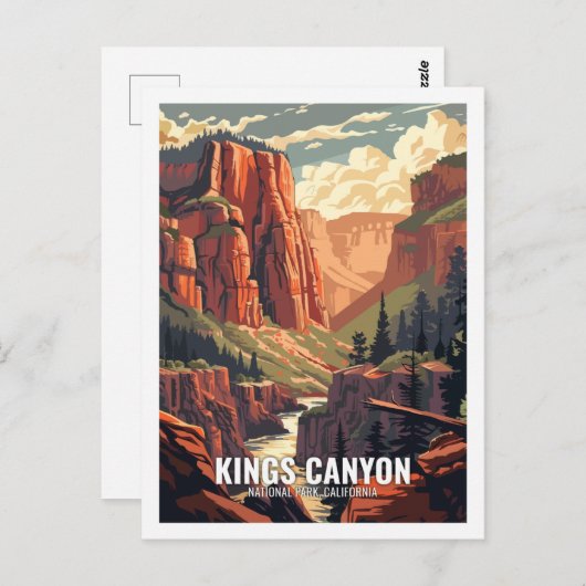 Kings Canyon National Park, Californië, VS Briefkaart (Voorkant / Achterkant)