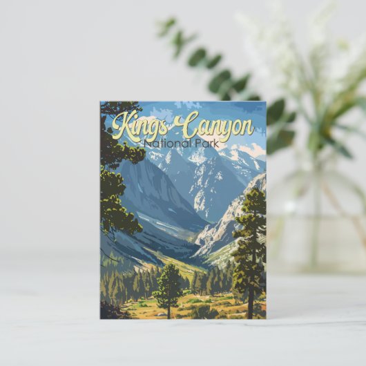 Kings Canyon National Park Illustratie Reiskunst Briefkaart (Staand voorkant)