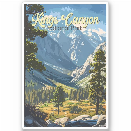 Kings Canyon National Park Illustratie Reiskunst Sticker (Voorkant)