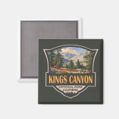 Kings Canyon National Park Illustratie Retro Art Magneet (Voorkant / Achterkant)