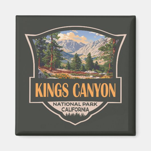 Kings Canyon National Park Illustratie Retro Art Magneet (Voorkant)