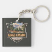 Kings Canyon National Park Illustratie Retro Art Sleutelhanger (Achterkant)