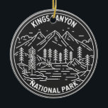 Kings Canyon National Park Monoline Keramisch Ornament<br><div class="desc">Kings Canyon monoline design. Het park staat bekend om zijn enorme sequoia-bomen,  met name de gigantische generaal Grant Tree in Grant Grove.</div>