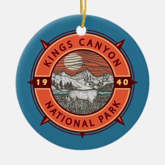 Kings Canyon National Park Mule Deer Retro Compass Keramisch Ornament (Voorkant)