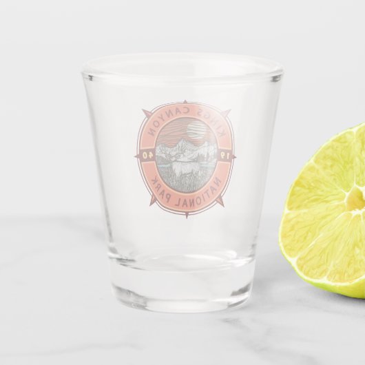 Kings Canyon National Park Mule Deer Retro Compass Shot Glas (Achterkant)