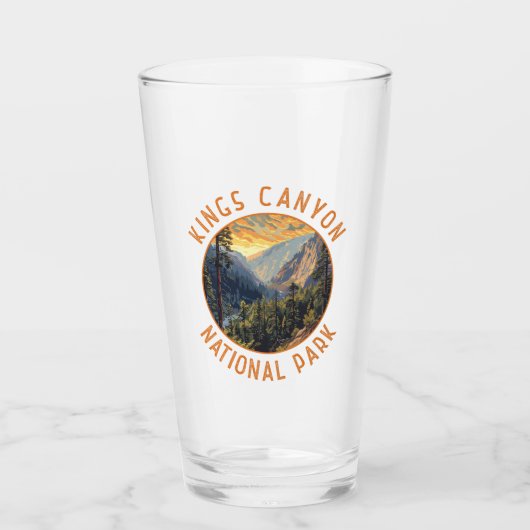 Kings Canyon National Park Retro Noodcirkel Glas (Voorkant)