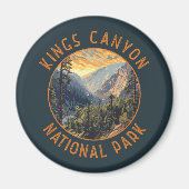 Kings Canyon National Park Retro Noodcirkel Magneet (Voorkant)
