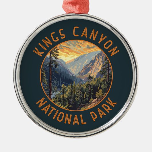 Kings Canyon National Park Retro Noodcirkel Metalen Ornament (Voorkant)