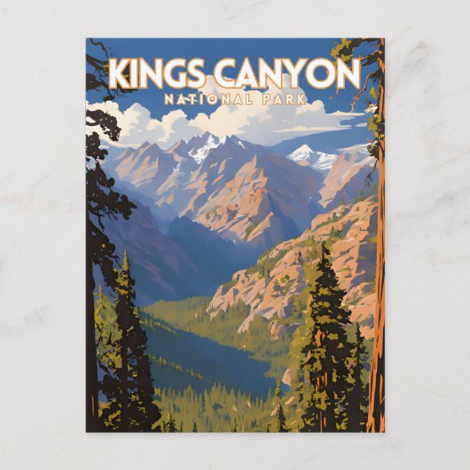 Kings Canyon National Park Travel Poster Briefkaart (Voorkant)