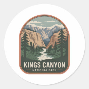 Kings Canyon National Park Vintage Badge Ronde Sticker
