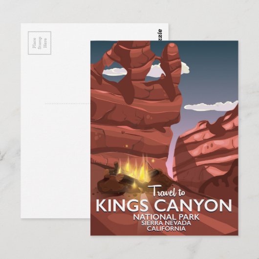 Kings Canyon Sierra Nevada Travel poster Briefkaart (Voorkant / Achterkant)