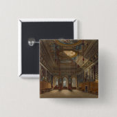 King's Guard Chamber, Windsor Castle, uit 'Royal' Vierkante Button 5,1 Cm (Voorkant /achterkant)