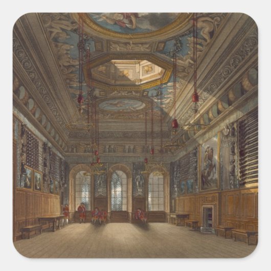 King's Guard Chamber, Windsor Castle, uit 'Royal' Vierkante Sticker (Voorkant)