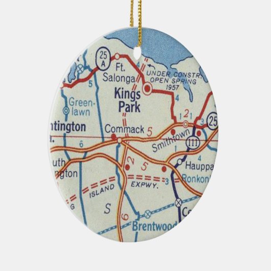Kings Park NY Map Keramisch Ornament (Rechts)