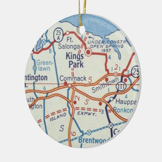 Kings Park NY  Map Keramisch Ornament (Links)