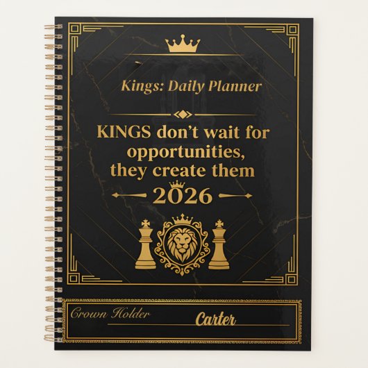 Kings Planner 2026 - Customizable Name | Luxury Bl (Voorkant)
