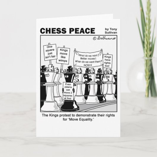 Kings protest march Chess Peace cartoon Kaart (Voorkant)