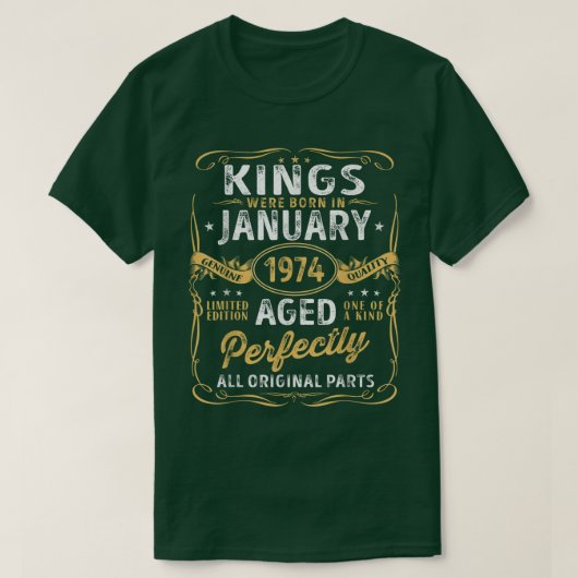 Kings wordt geboren in januari 1974, beperkte uitg t-shirt (Design voorkant)