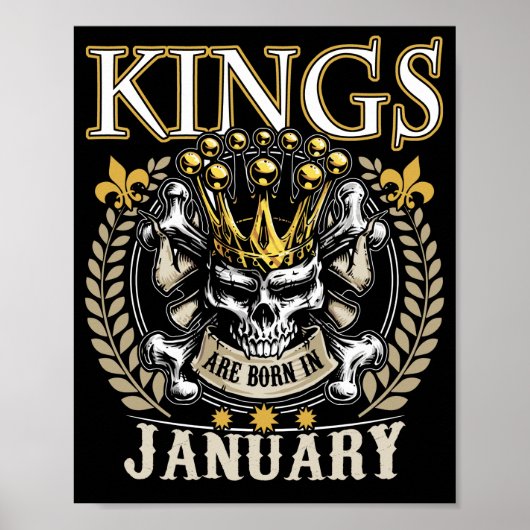 Kings wordt geboren in januari t Shirt Poster (Voorkant)
