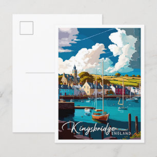 Kingsbridge Engeland Vintage Travel Illustration Briefkaart