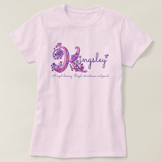 Kingsley naam en betekenis dames & meisjes kleding t-shirt (Design voorkant)