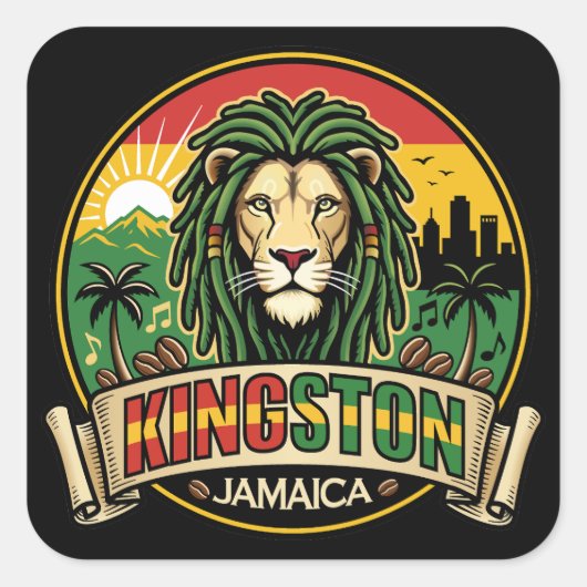 Kingston Jamaica Island Caribbean Vierkante Sticker (Voorkant)